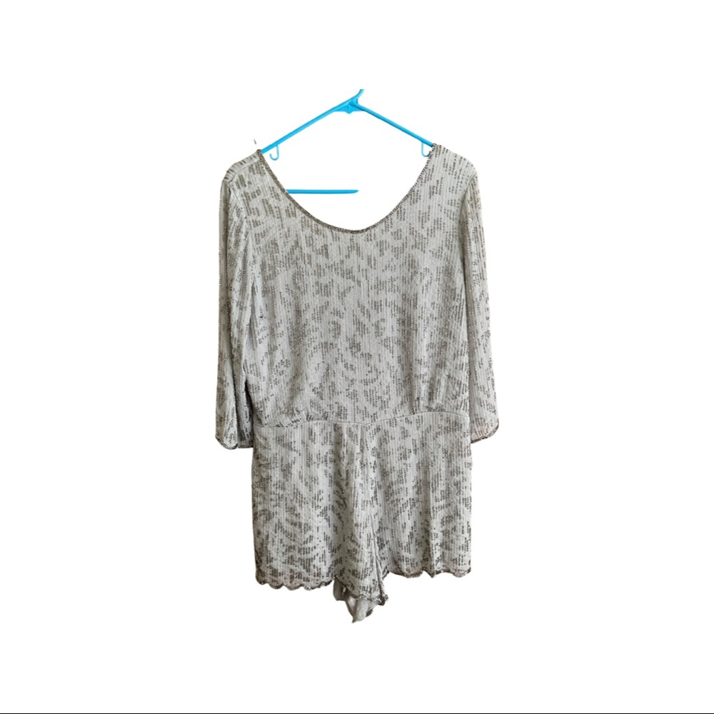Never Worn! Free People Grey Romper with detailed heading, open back - Size 12 -